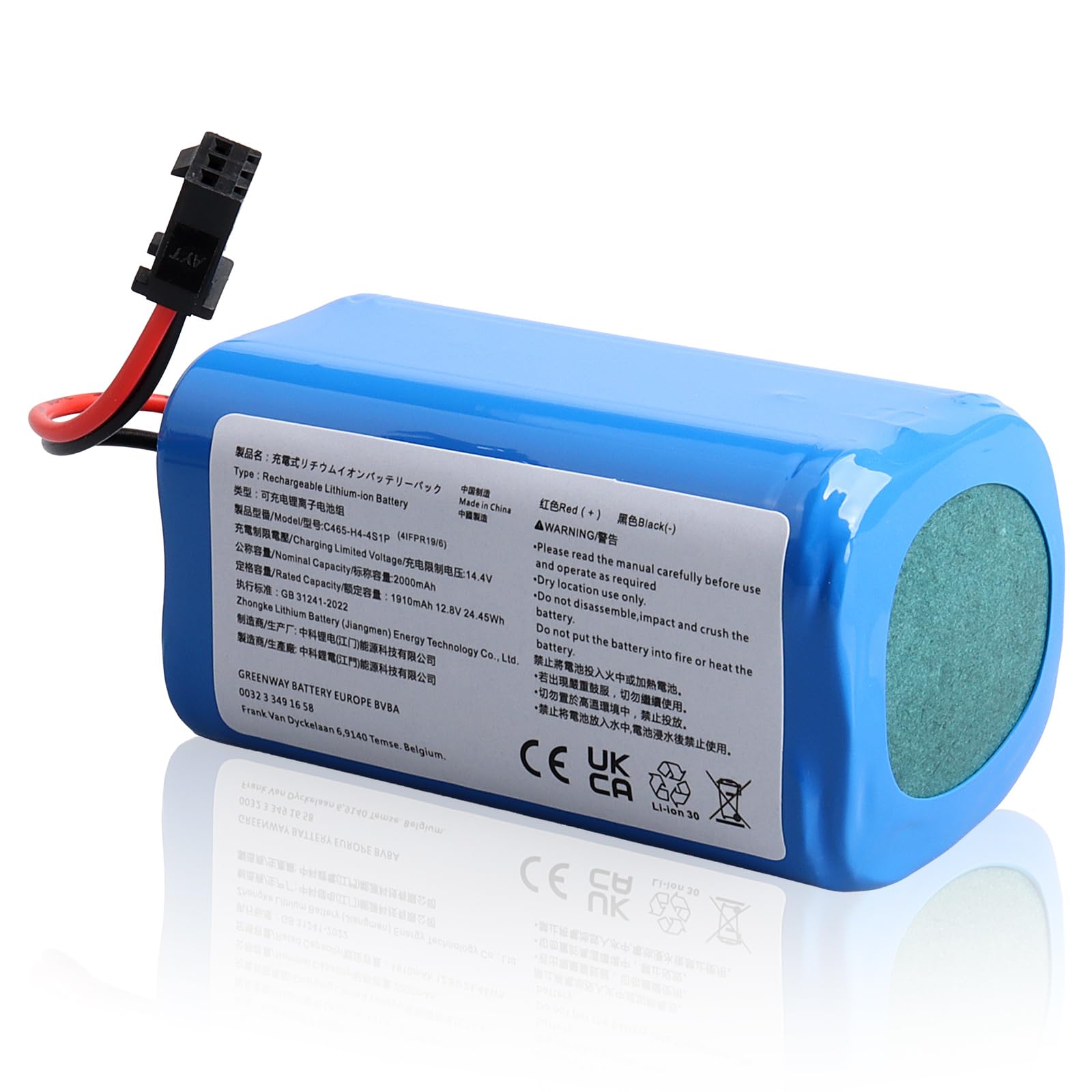 OPAHUTER Battery for Lefant M210 M210B M210P M213 M213S Robot for Robot Vacuum Cleaner Battery 12.8 V 2000 mAh Vacuum Cleaner Replacement Battery