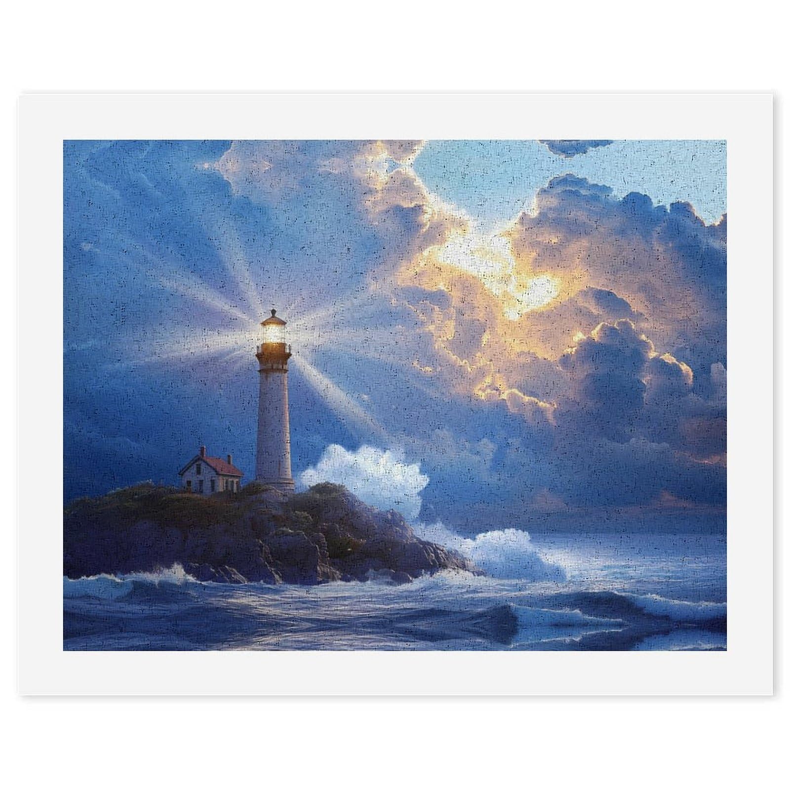 Malen nach Zahlen, Motiv: Leuchtturm, Sonnenuntergang, für Erwachsene, Anfänger, bunt, DIY, einfaches Malen für Zuhause, Wanddekoration