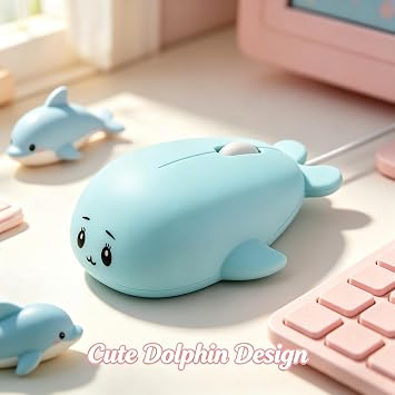ノベルティ ドルフィン Usb 有線マウス 静音人間工学デザイン 動物の形 クリエイティブマウス ノートパソコン Pc オフィス 自宅用 ブルー