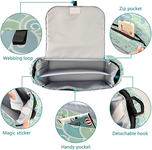 Miniatura 2 de GuoChe stroller accessories organizer Swirls Light Pastel Bright Blue large storage caddy With Non-Slip Shoulder Strap & Stroller accesorios para