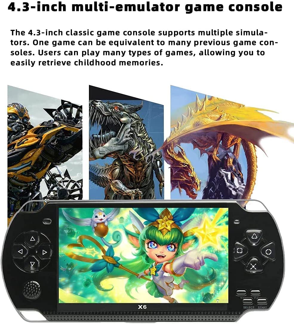 Consola De Juegos Portátil De 4,3 Pulgadas Y 8 GB, 5500 Juegos Integrados, Compatible con Múltiples Simuladores, Consola De Videojuegos Retro, Salida De TV Mp3/Mp4/DV/DC, Niños
