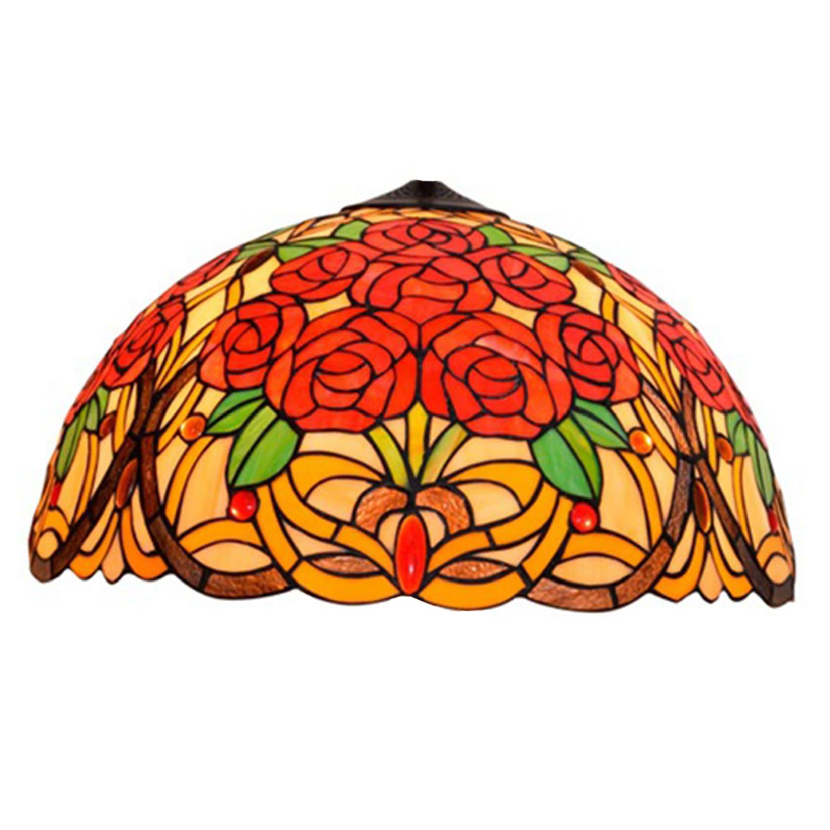 SaryEdge Tiffany Style Lampshade Replacement 20Inch Stained Glass Rose Lamp Shade Only for Table Lamp, Desk Lamp, Pendant Light, Floor Lamp, Chandeliers, Ceiling Fixture, Home Office D，