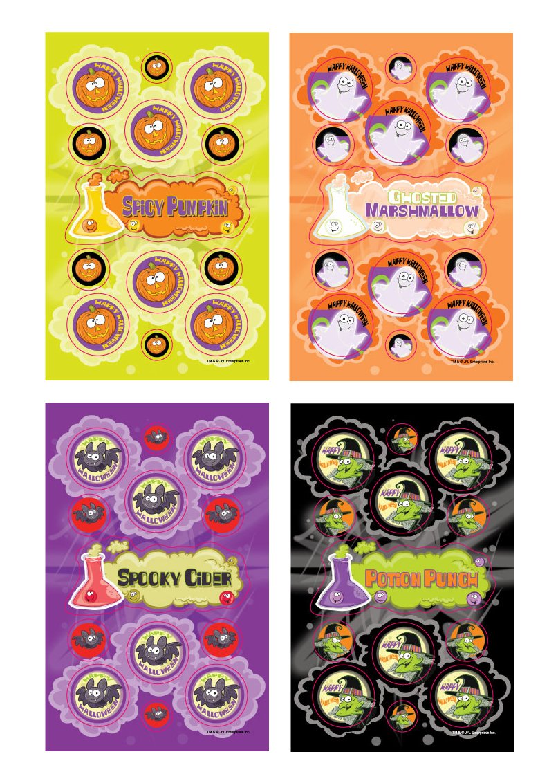 Just For LaughsDr. Stinky's Scratch N Sniff Stickers Halloween 4-Pack- Spicy Pumpkin, Ghosted Marshmallow, Spooky Cider, Potion Punch