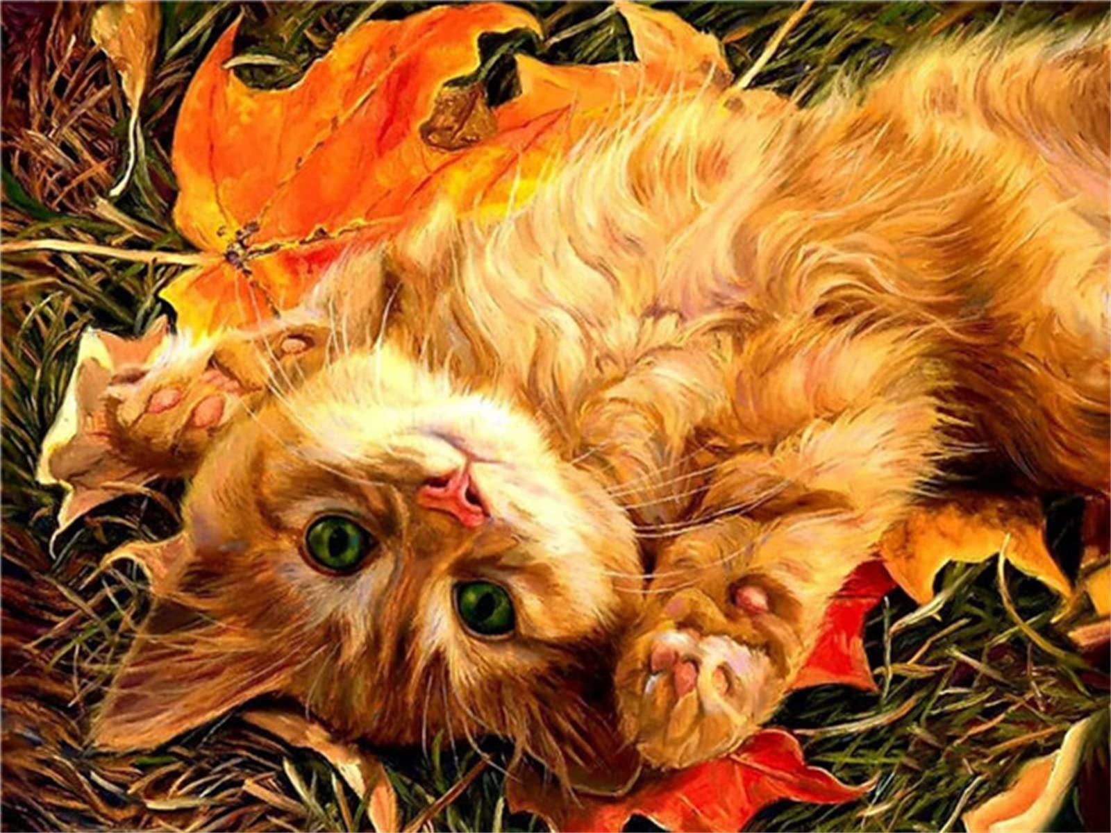 Diamond Painting Gatto,Strass Painting Diamond 5D,Daimond Painting Adulto Grandi,Quadri Diamond Painting Punto Ricamo a Punto Croce Arts Craft Canvas Daiamong Painting Wall Decor Square Drill,80x100cm