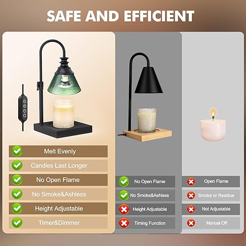 Miniatura 5 de Uflatek Lámpara eléctrica calentadora de velas con temporizador, lámpara de vela regulable de altura ajustable con 2 bombillas, calentador de velas