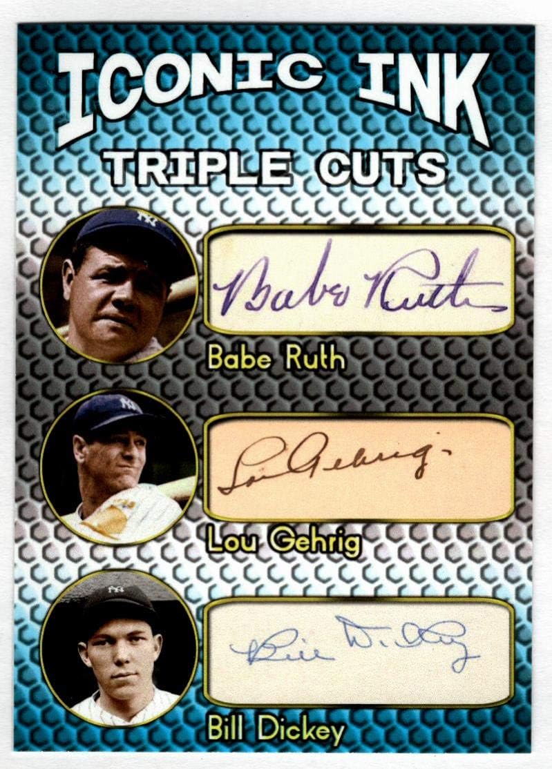 Babe Ruth Lou Gehrig Bill Dickey Iconic Ink Triple Cuts