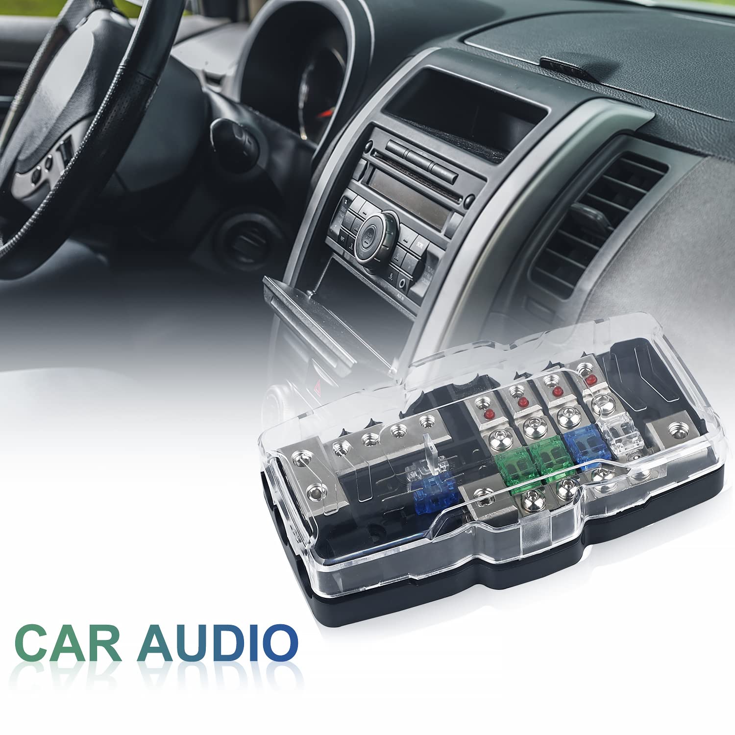 EFUTURETIME Auto-verdelerblok, zekeringhouder met rode led-display