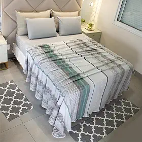 Lençol Casal Sem Elástico Malha Estampada 100% Algodão Para Se Cobrir 2,20 x 2,20m Toque Macio, Conforto e Durabilidade Cozzilar (Modelo 5)