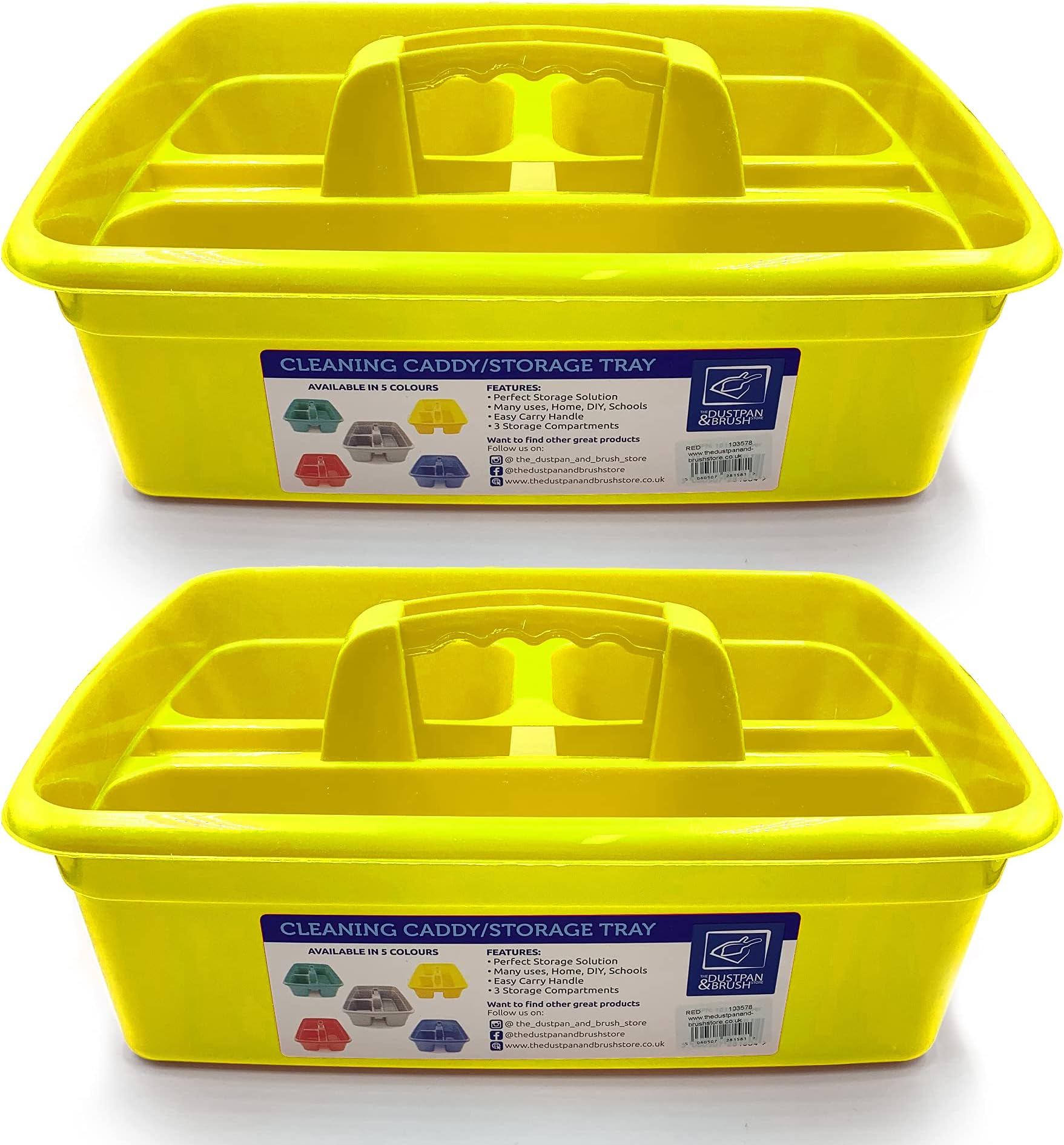 Cleaning Caddy Tray Box Housekeeping Cleaners Tote Tray Basket with Handle Carry Grips - Ideal Under Sink Kitchen Storage Caddy for Cleaning Products Cleaners Carrier Tool Organiser (Yellow 2 Pack)