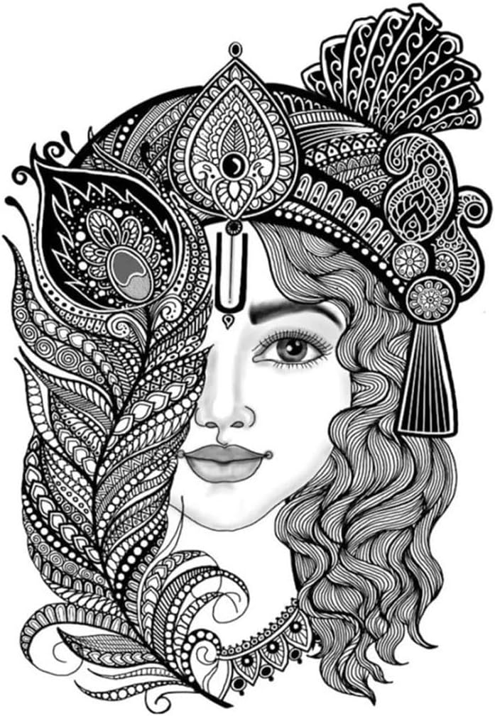 Tatmods Black Krishna With Feather Temporary Tattoo Waterproof Tattoo For Men and Woman