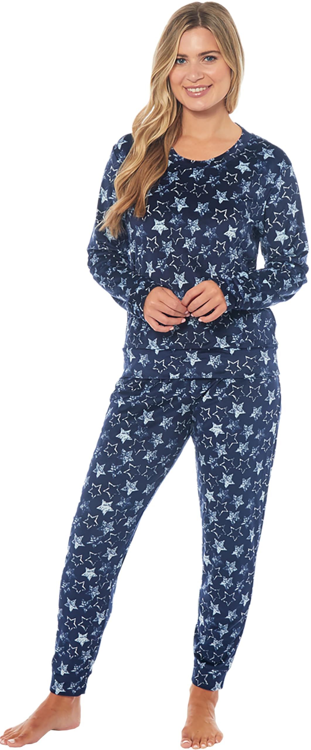 Kate Morgan Women's Navy - (Star) Pyjamas Warm Fleece Pj For Sets Pjs S-Xl | Soft Twosie Pyjama Set For Gifts For Her Xl Navy Star