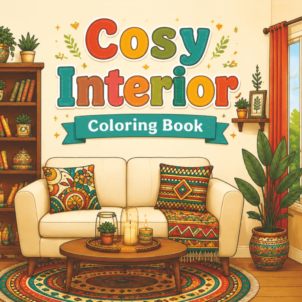 Cosy Interior : Coloring Book for Adults and Teens, 40 Cozy Illustrations, relaxing and Stress Relief: (Cosy Coloring)