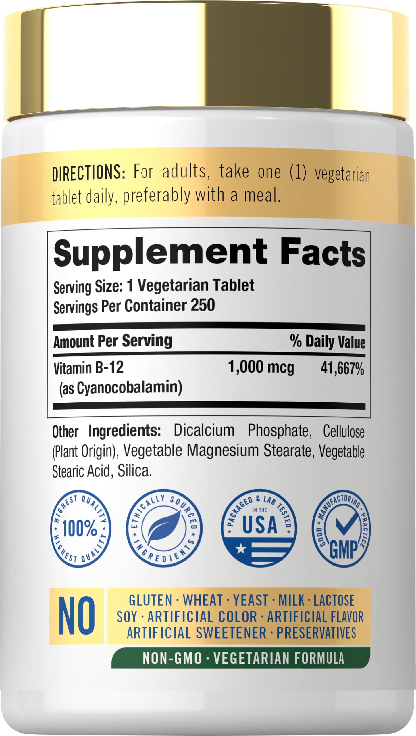 Carlyle B12 Vitamin 1000 mcg | 250 Count | Time Release Tablets — Amazon image 2