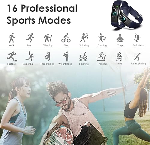 Miniatura 4 de Rastreador de fitness para hombres y mujeres reloj de fitness impermeable con rastreador de actividad y monitor de sueño y monitor de temperatura