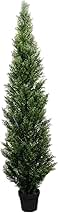 6 Feet Pre-Potted Evergreen Outdoor Artificial Cedar Tree Privacy Screen for Front Porch Decor, Outdoor Entryway Decor Fake Tree, Tall Faux Tree with UV Resistant Coating (1 Pack)