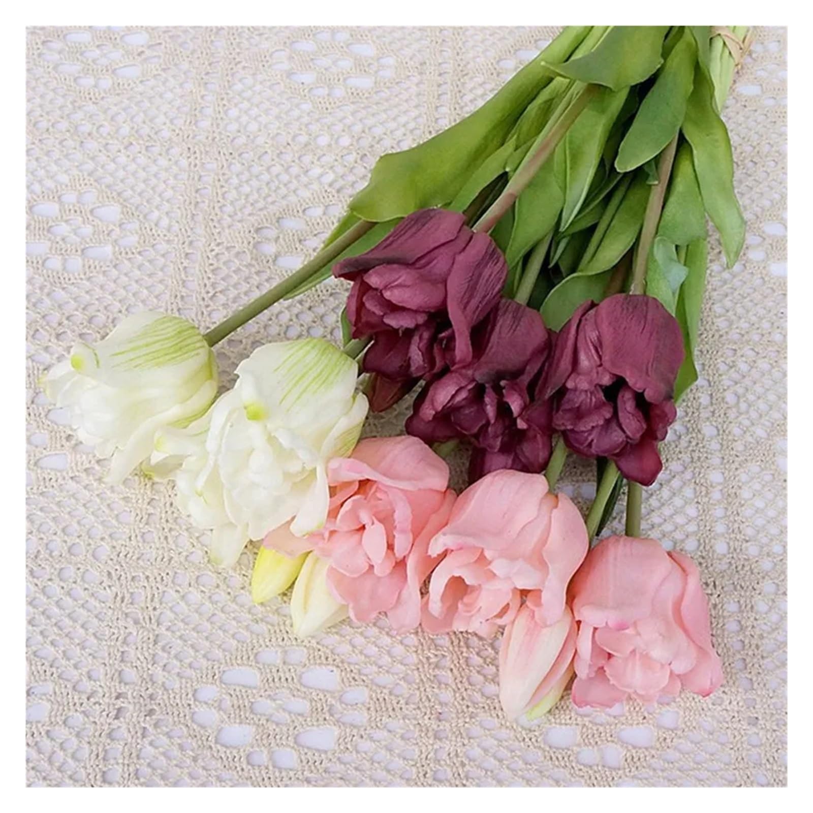 MIUYTRN Prawdziwy dotyk duży lateksowy bukiet tulipanów sztuczne kwiaty strona dekoracji wystrój pokoju Fleurs Artificielles cuicui(Purple)