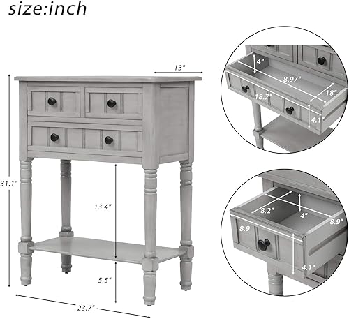 Miniatura 42 de Merax Mesa consola clásica de madera para entrada, pasillo, aparador con cajones de almacenamiento y estante inferior (azul marino) azul marino