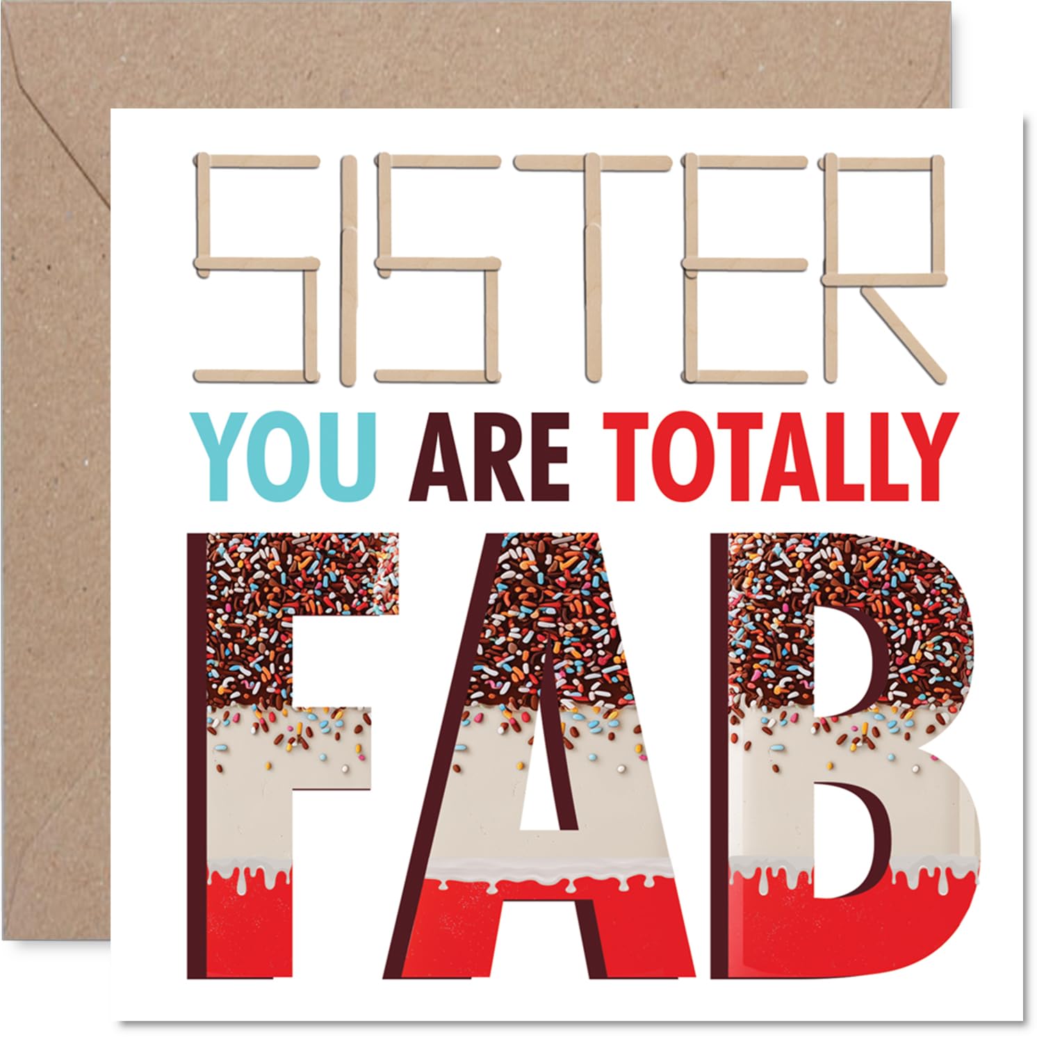 Sister Birthday Card - Totally Fab - Happy Birthday Card for Sister from Brother Sibling, 145mm Totally Fab Bday Greeting Cards