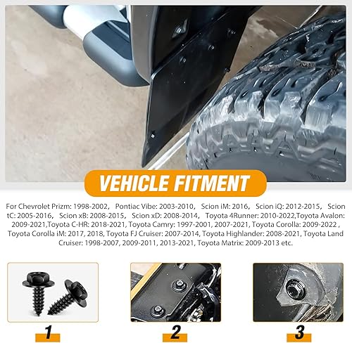 Vista 63 de GOOACC GRC-70 - 35 piezas de pernos de protección contra salpicaduras para motor, parachoques guardabarros, retenedor de empuje, clips de remache