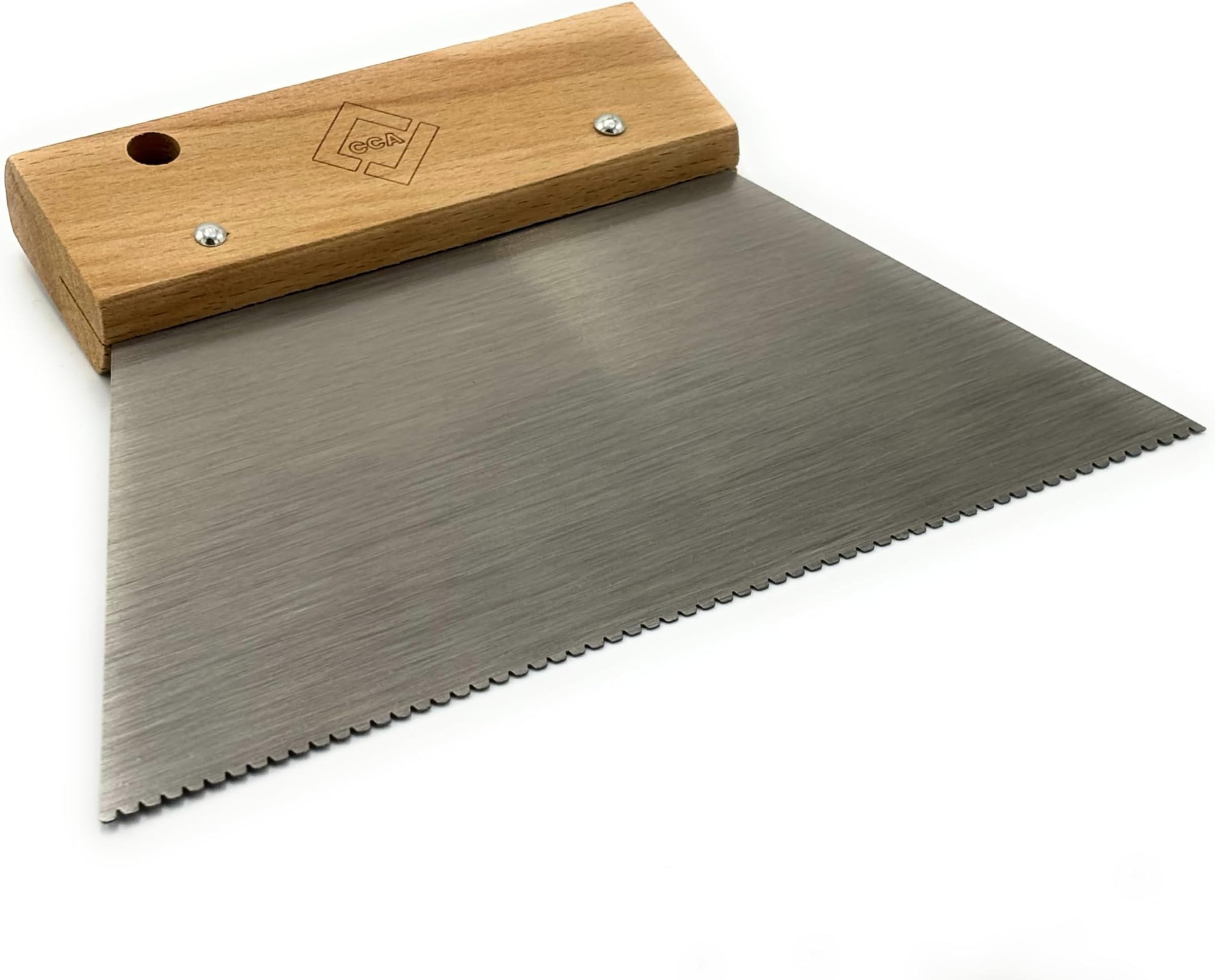 CCA - A2 Adhesive Fan Trowel Hand Spreader with Wooden Handle. for Combing in Pressure Sensitive Adhesive Beads evenly, Fitting LVT Flooring for The Perfect fit. 18cm, V Notch
