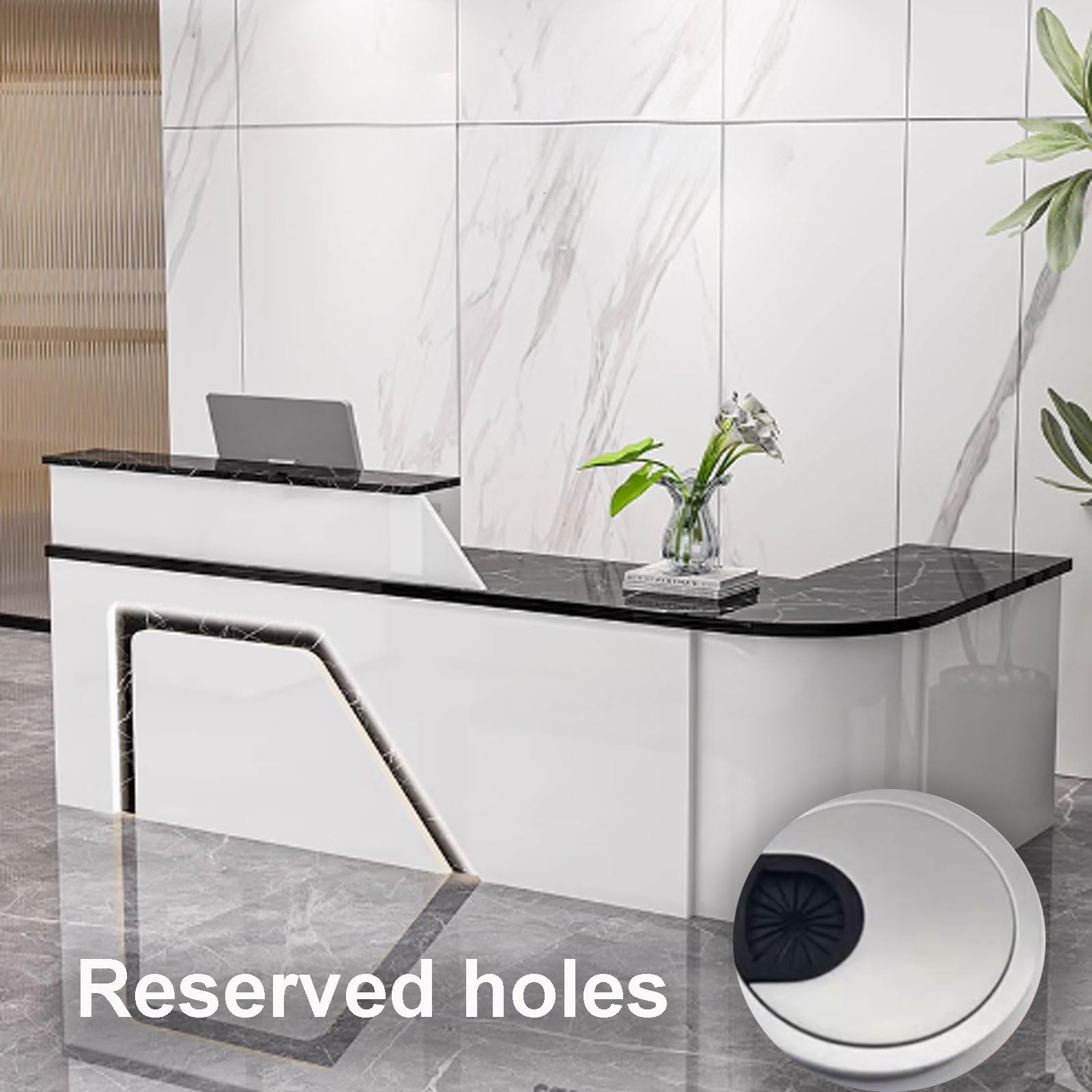 Generico Bancone Reception Moderno - Supporto per Hall e ristoranti, Bianco e Rosso, 120 cm - Soluzione Reception Elettronica per Ufficio e Area d'attesa, SK Design