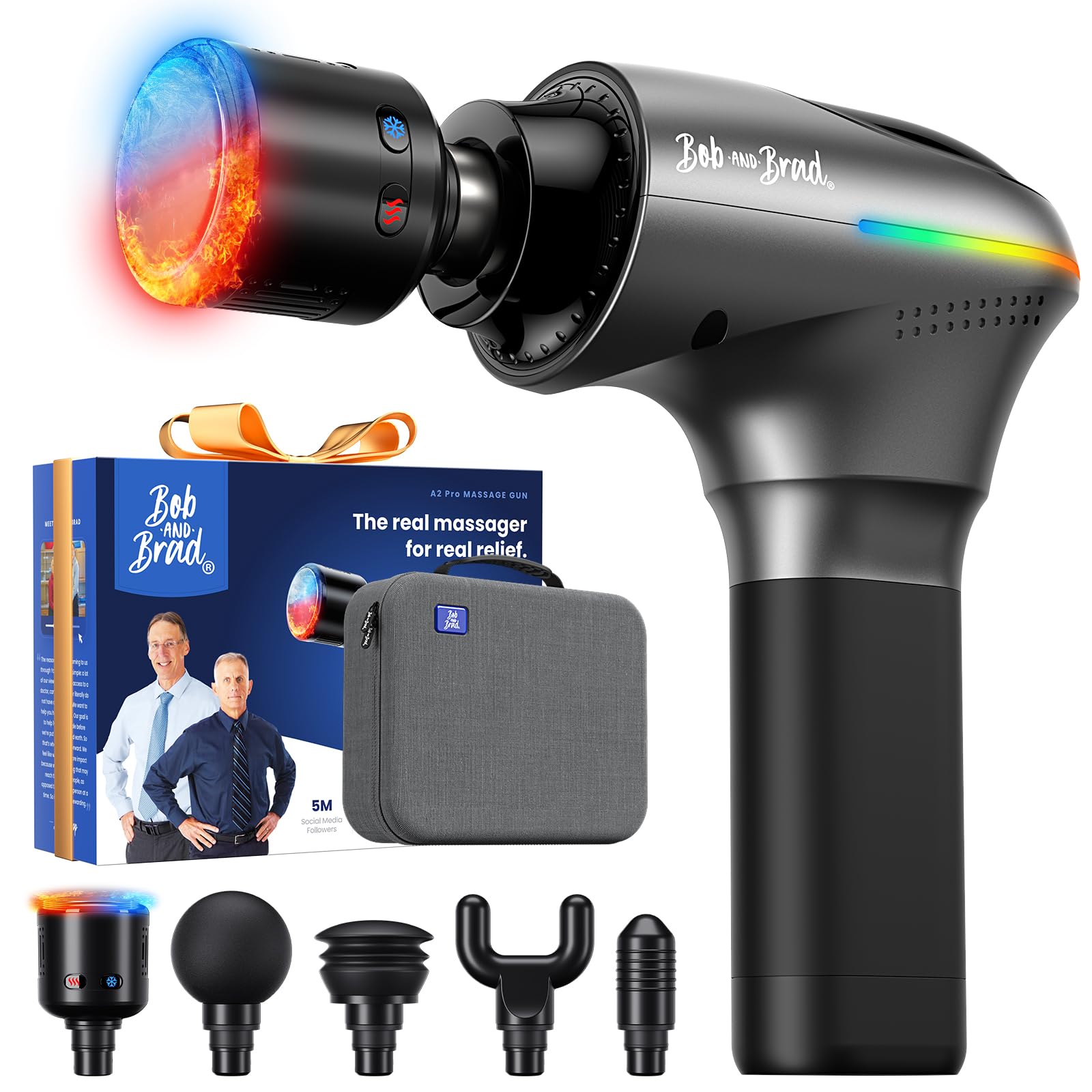 A2 Pro Massage Gun with Heat and Cold Therapy, FSA Eligible/HSA Eligible, Professional Percussion Massage Gun Deep Tissue for Home Gym, Portable Muscle Massager with Force Sensor Light