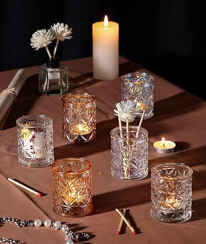 Miniatura 8 de Juego de 12 portavelas votivas doradas, candelabros de cristal para centros de mesa de boda, portavelas dorado para fiestas de Navidad, centros de