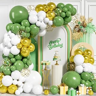 62 pcs Retro sage Green Balloon Arch Kit for Birthday Decorations, Anniversary, Wedding, Baby Shower, Jungle Theme (Sage Green Arch Kit)