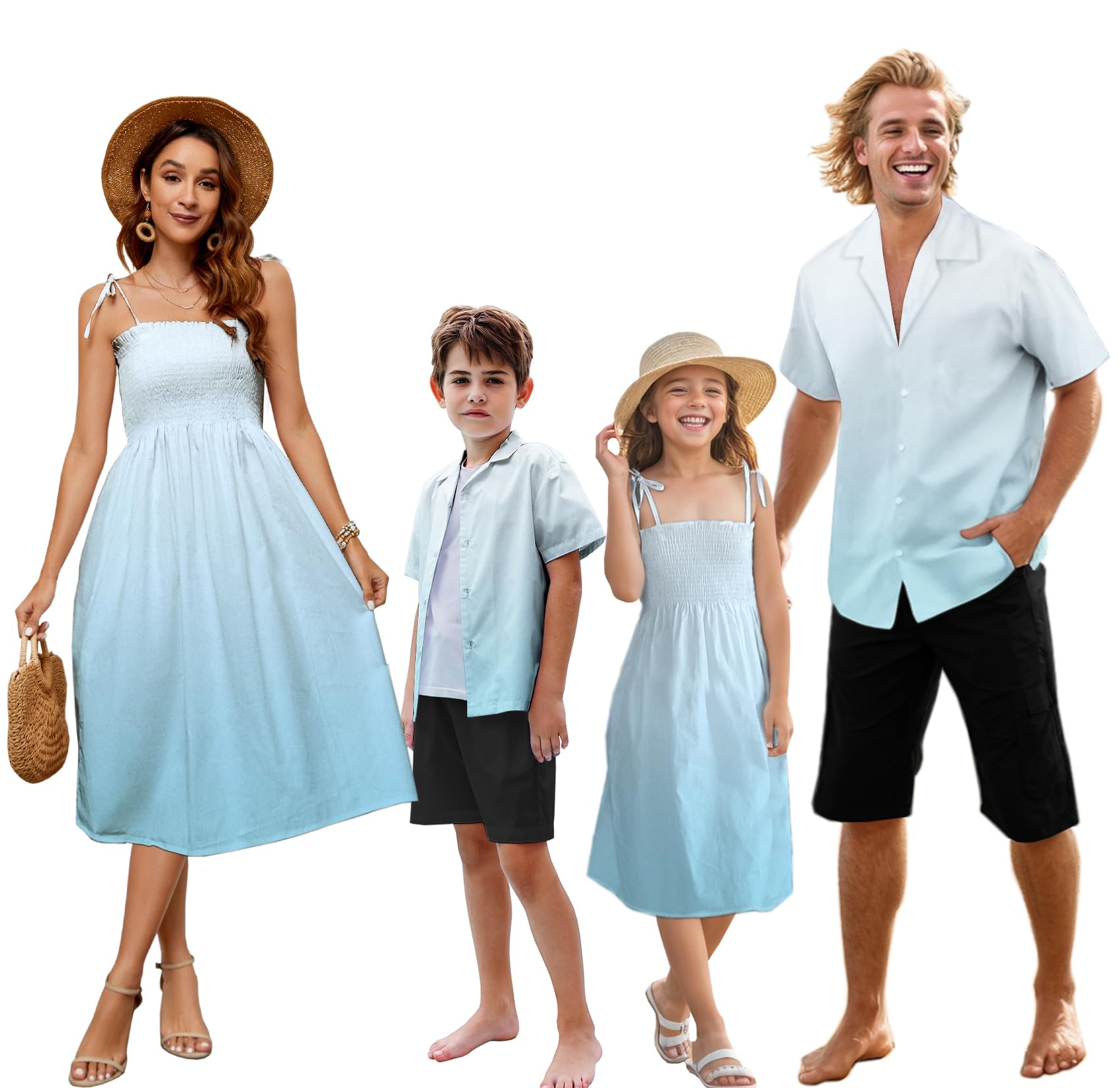 SANGTREE Family Matching Hawaiian Outfits , Casual Beach Travel Clothes ，Vacation Clothing Set for Women &amp; Men &amp; Girls &amp; Boys