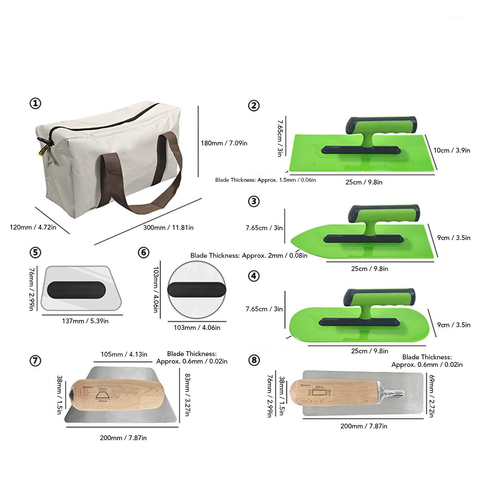 Ausla Set di Spatole per Finitura in Marmorino, Acciaio Inossidabile Lucidato con Manico Ergonomico, per Pittura su Pareti e Lavori di Muratura