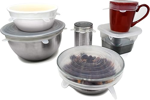 Miniatura 5 de Norpro Juego de 6 tapas de silicona reutilizables aptas para alimentos, se adapta a aberturas de 2.5 a 11 pulgadas