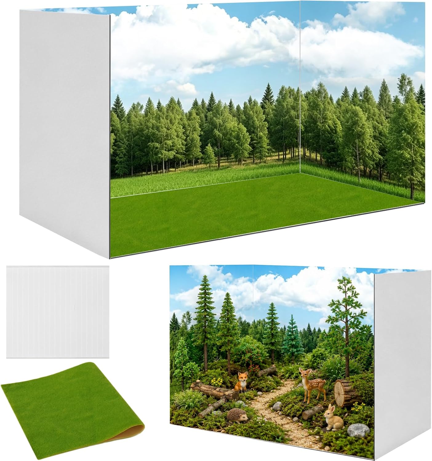 Ecmln Jungle Diorama Kit- Artificial Grass & Tapes for School Project