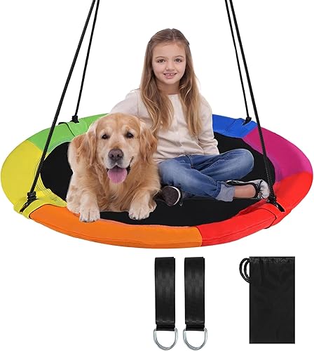 Miniatura 10 de RedSwing Columpio de árbol de 43 pulgadas para niños al aire libre, impermeable, grande, redondo, para árboles y columpios, fuerte y resistente para