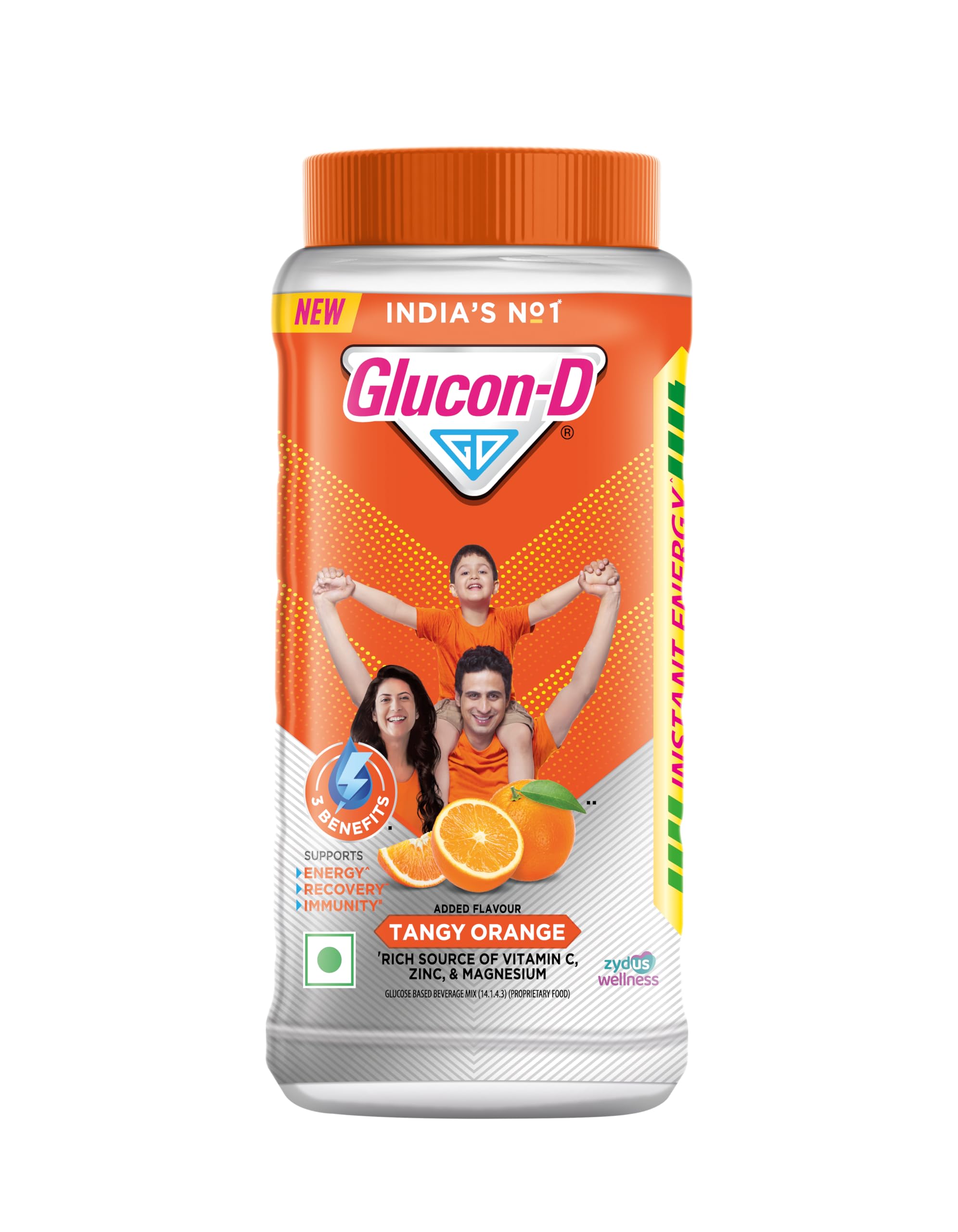 Glucon-D Tangy Orange Glucose Powder(400g, Jar)| For Tasty & Healthy Orange Flavoured Glucose Drink| Provides Instant Energy| Vitamin C Supports Immunity| Contains Calcium for Bone Health|