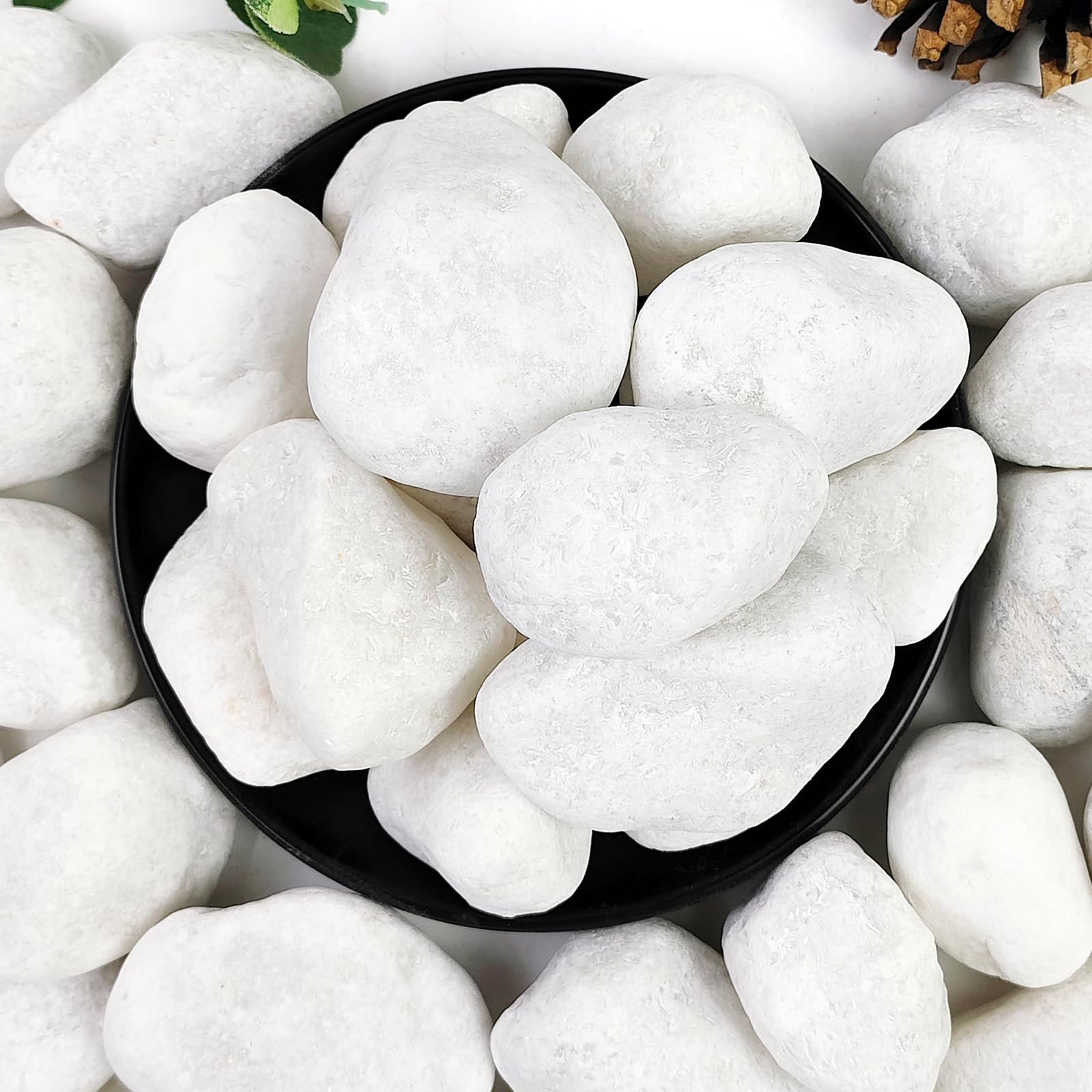 YISZM 20lb White River Rocks for Landscaping, 2-3 Inch Natural Pebbles for Indoor Plants, Snow White Decorative Stones, Ideal for Fish Tank, Vases,