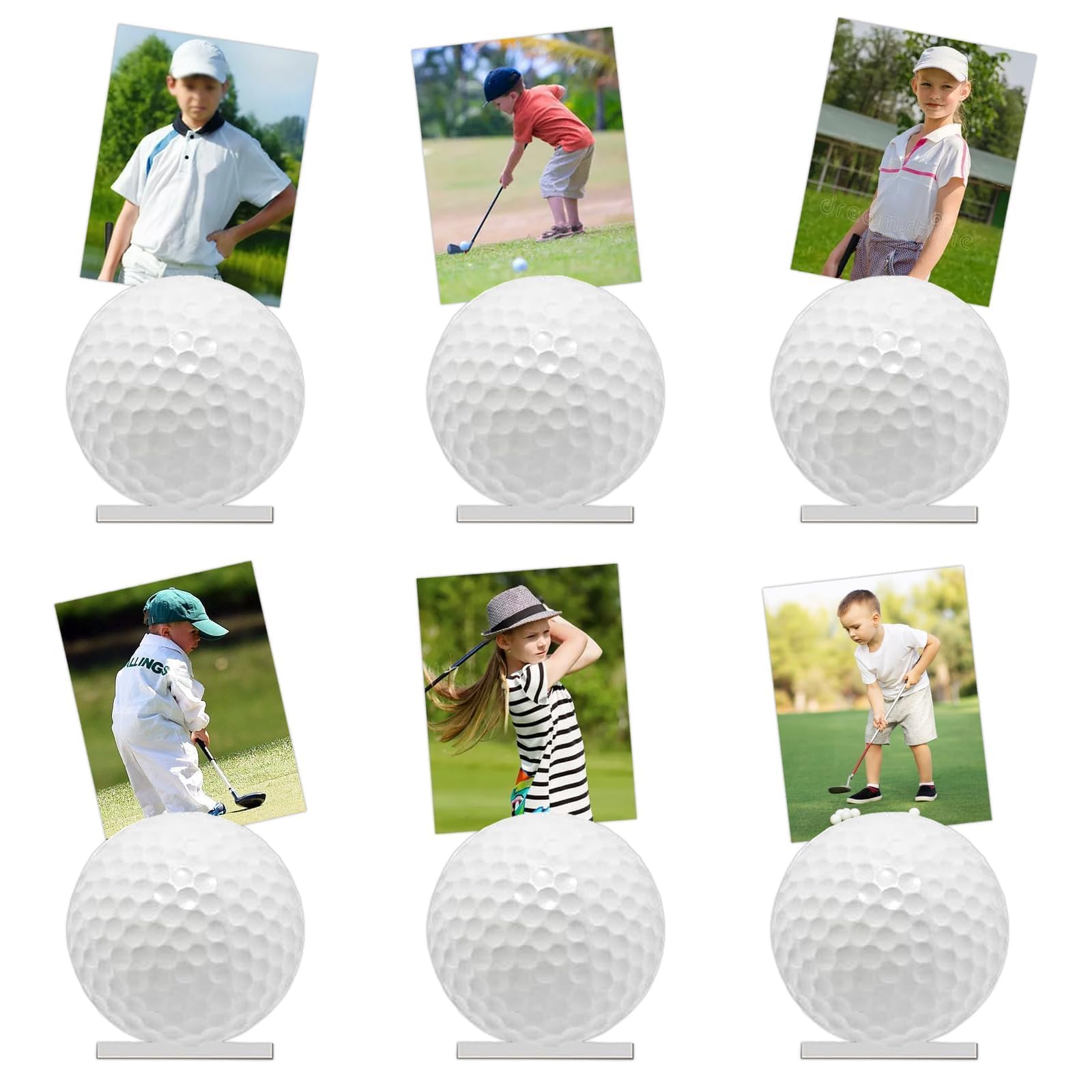 Photo 1 of 6Pcs Big Golf Photo Stand Golf Party Decorations Table Number Card Place Holder Sticky Note Holder Hole in One Table Centerpieces Hole in One Birthday Party Supplies
