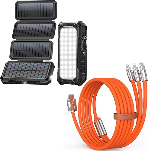 BLAVOR Cargador solar de 20000 mAh Banco de energía PD 18W QC3.0 Carga rápida con 4 paneles plegables (negro) más 3 en 1 cable de carga múltiple de disponible en Yaxa Guatemala