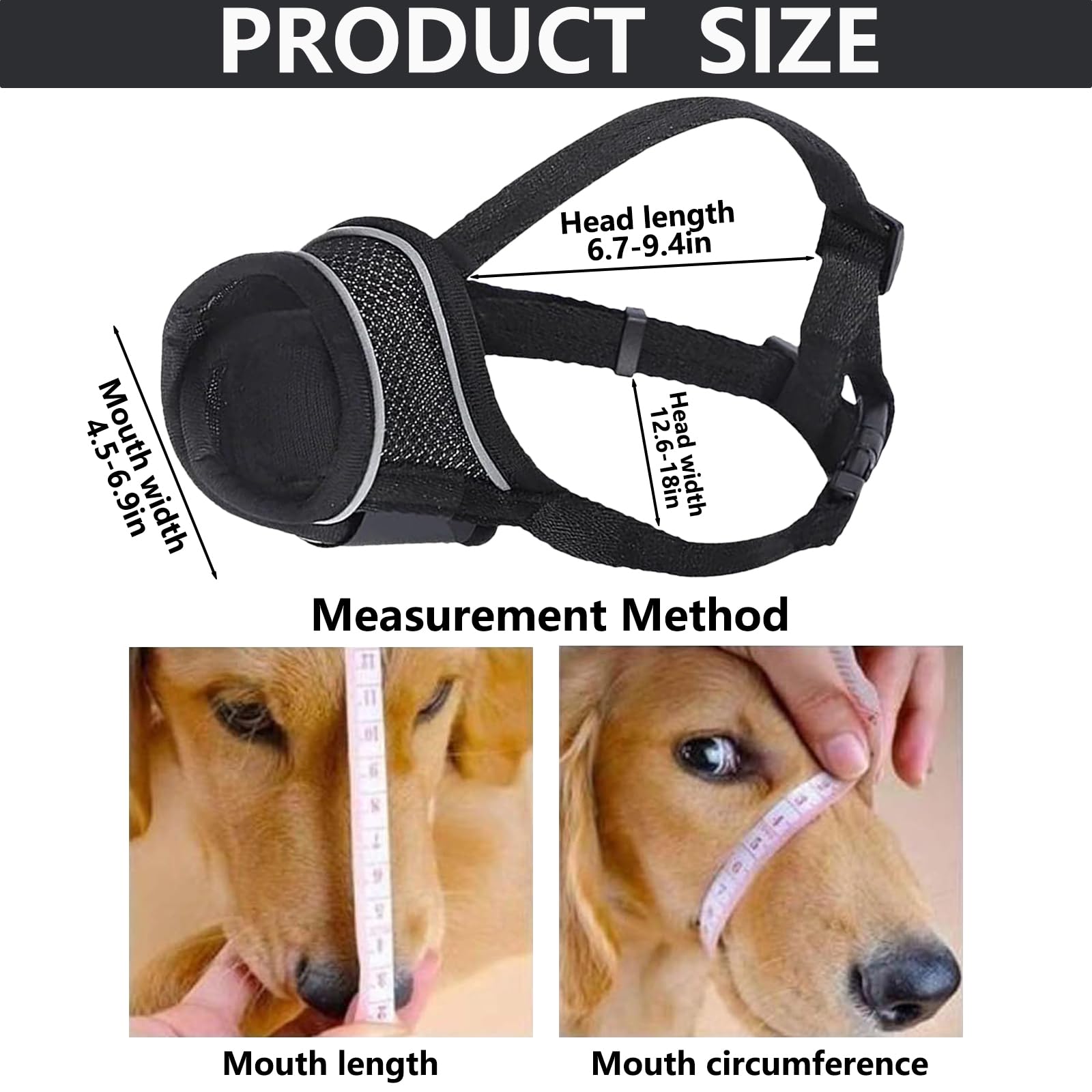 Dog Muzzle for Small Dog Adjustable Breathable Muzzles With Reflective Strap - Image 2