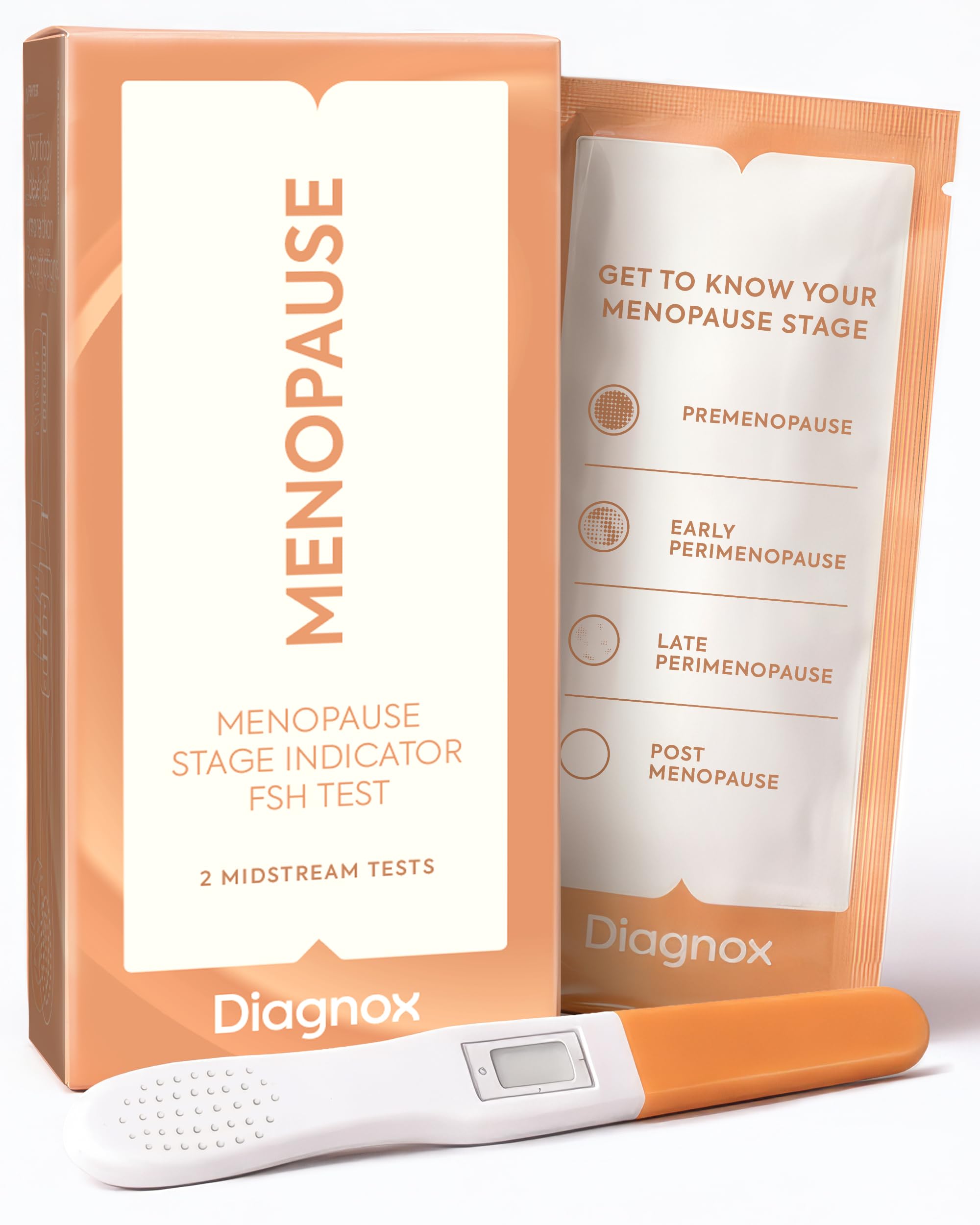 DIAGNOX Menopause Test Kit for Women - 2 Test Menopause Stage Indicator - Clinical Grade Midstream FSH Test at Home (2 Test)