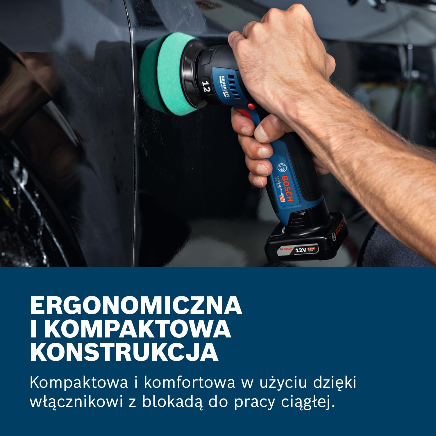 Bosch Professional 12V System Polerka akumulatorowa GPX 12V-77 (talerz oporowy 77 mm z mocowaniem na rzepy, gąbka do polerowania i cięcia 77 mm)
