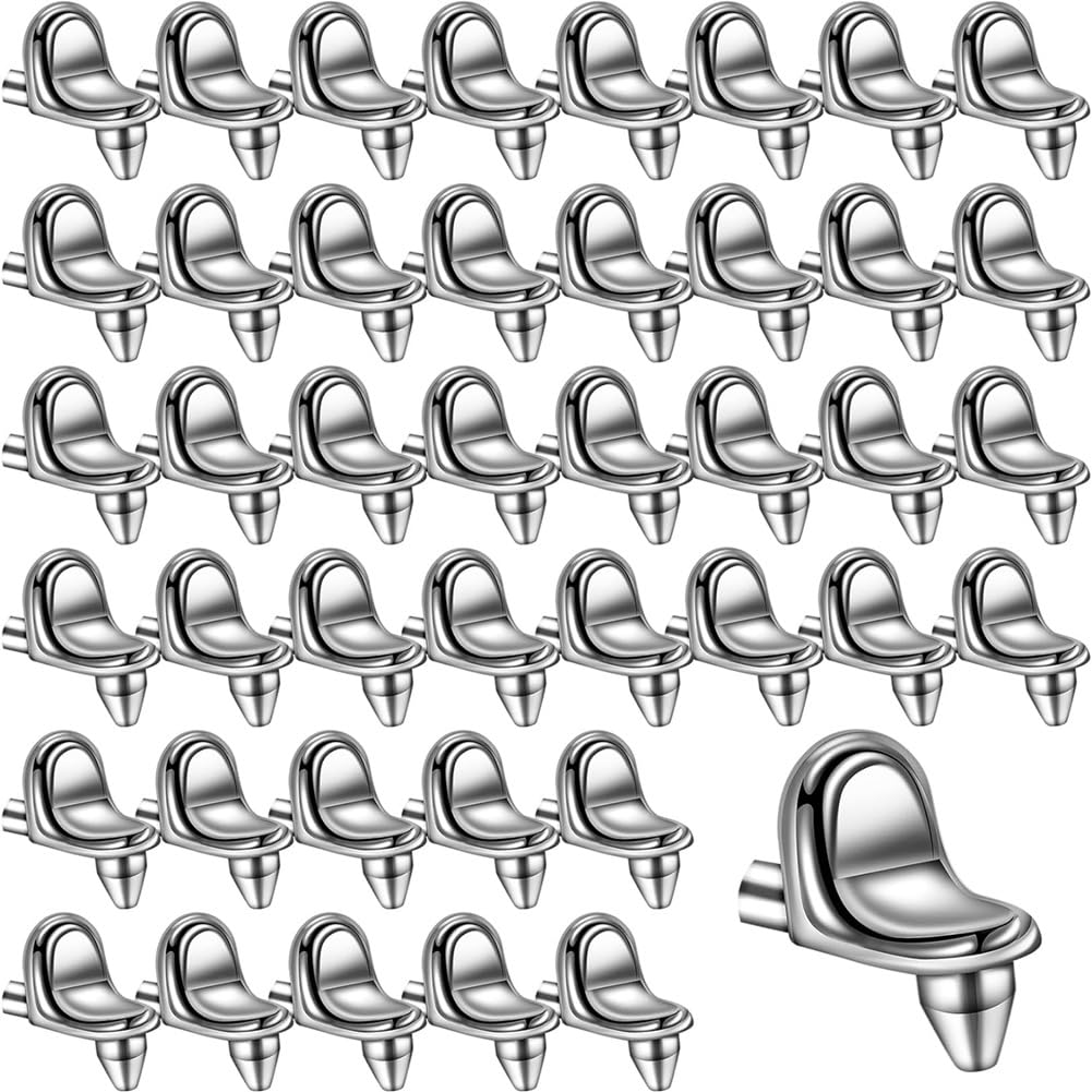 Littimoon Shelf Peg Pins Shelf Support Pegs Brackets 50Pcs 5mm Stainless Steel Shelf Clips for Bookcase Furniture Wardrobe Kitchen