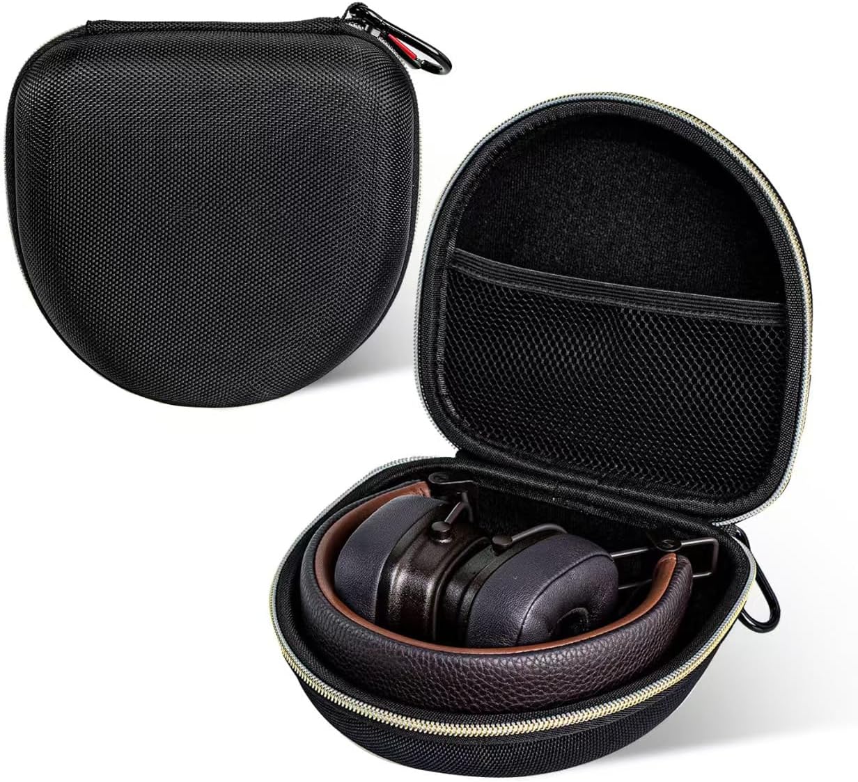 On Ear Bluetooth Headphones Case Storage Carrying Bag Compatible with Marshall Major V/IV/III/II/ 5/4/ 3/2 (Black + Gold)