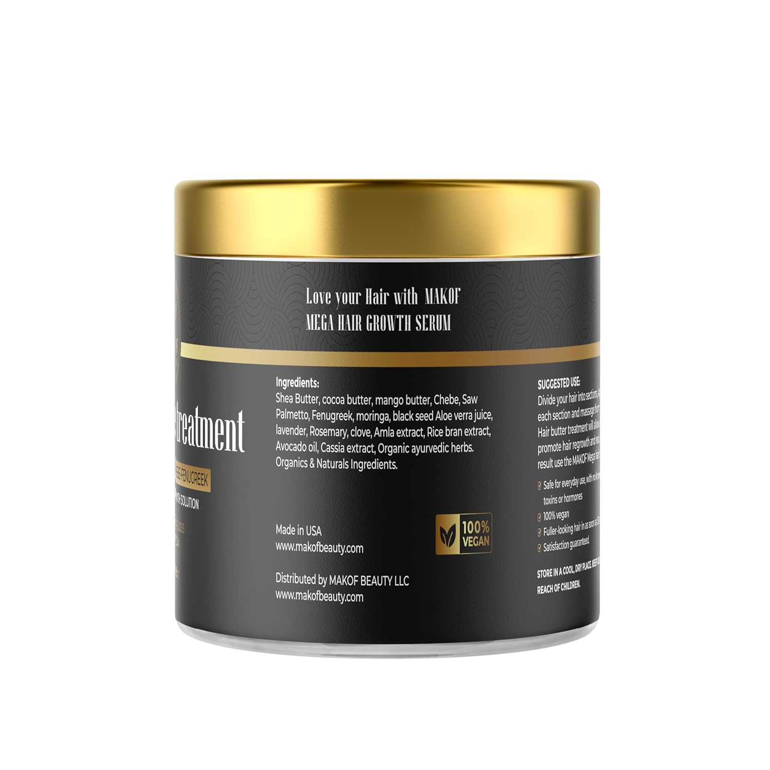 Generic Hair Butter 8 oz - Deep Conditioning with Chebe oil, Fenugreek and Aloe Vera for Dry and Damaged hair. Reduce Breakage and add Elasticity. For all hair Types.
