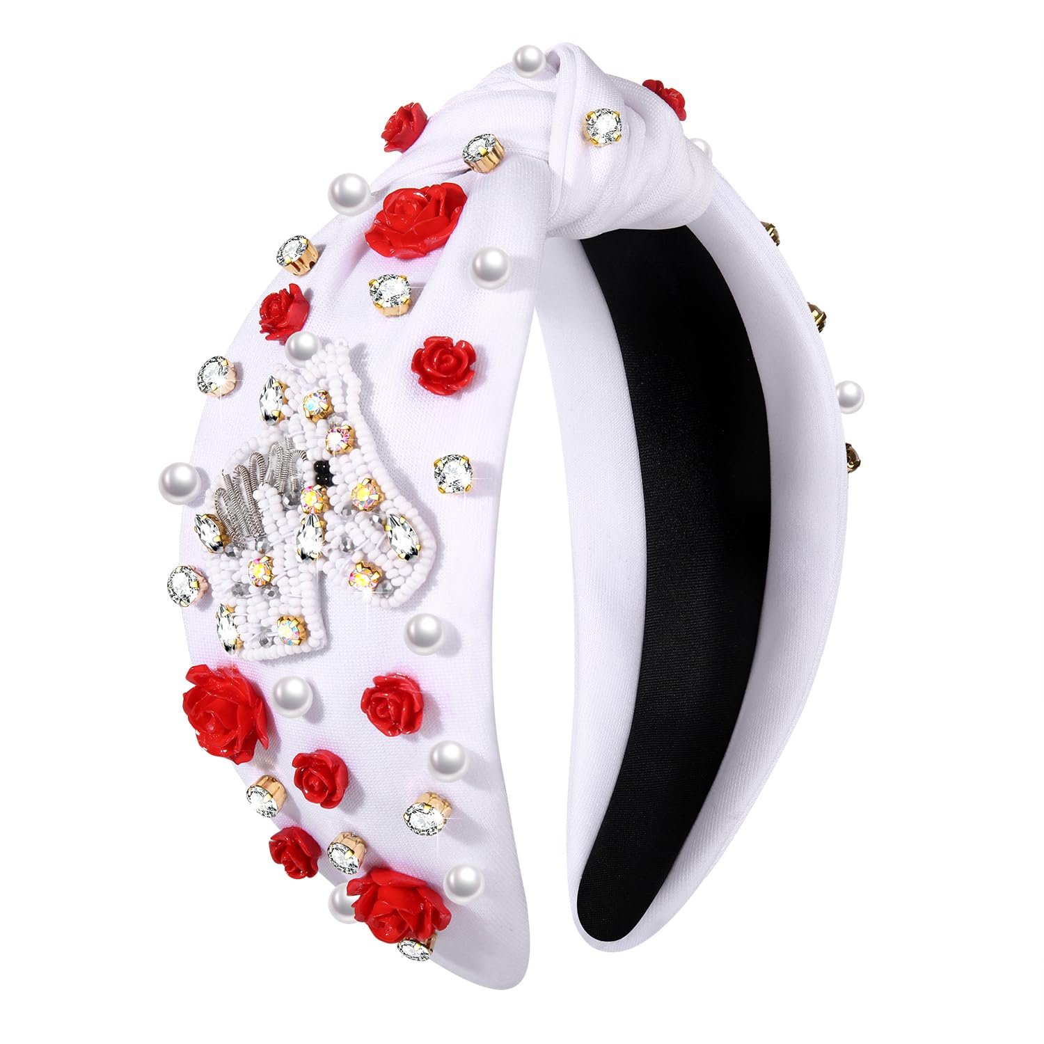 Embellished Red Run for the Roses Kentucky Derby Knot Bedazzled Headband Amazon.com : mokkia Women main image 2