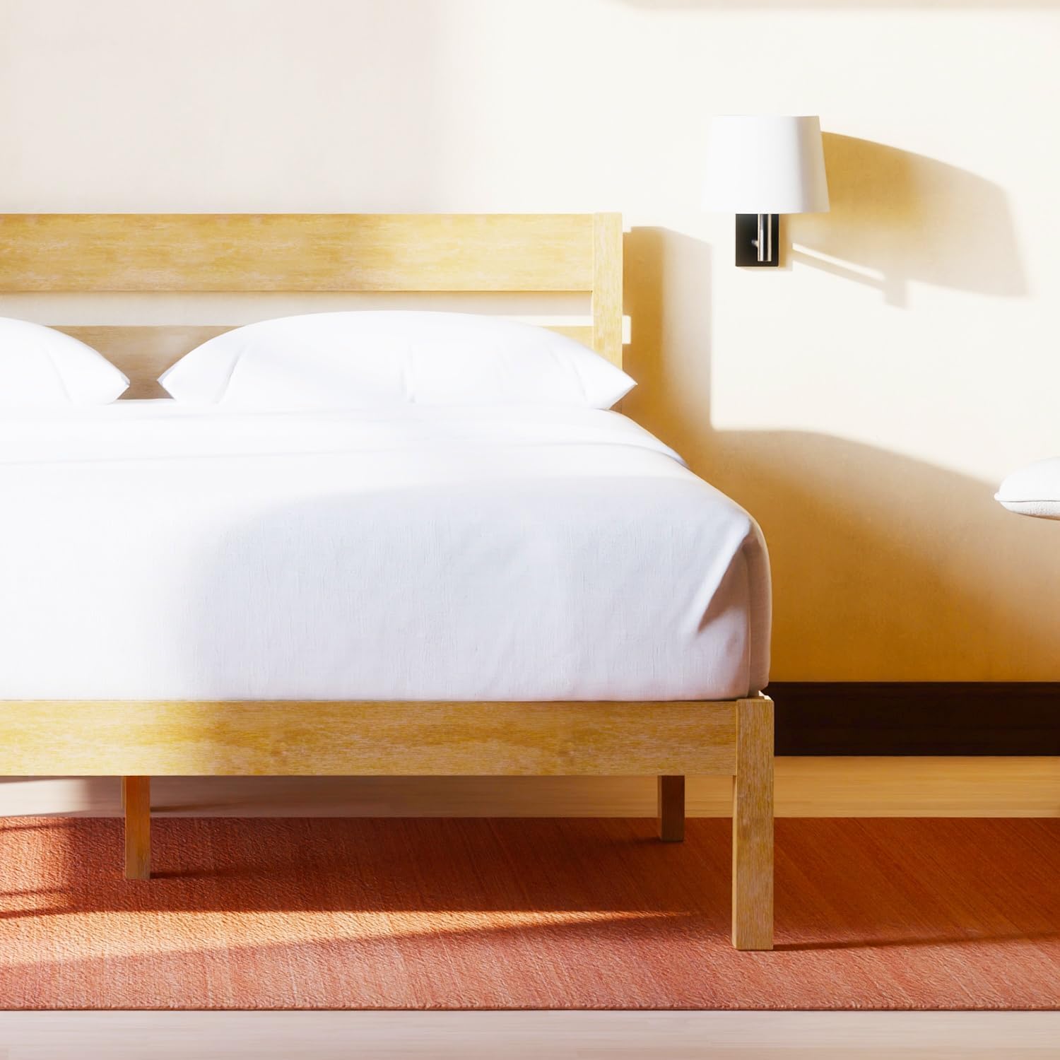 LIFEMENT Classic Wood Platform Bed Frame with Headboard, Essential, Noise Free, Under Bed Storage, No Box Spring Needed, Easy Assembly (Natural, Queen (U.S. Standard)) Natural Queen (U.S. Standard)