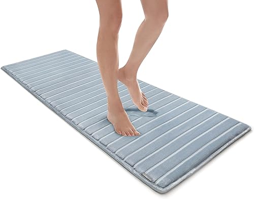 Miniatura 1 de MICRODRY Tapete de baño de espuma viscoelástica extra grueso, moderno, con infusión de carbón, base antideslizante GripTex, absorbente, de fácil