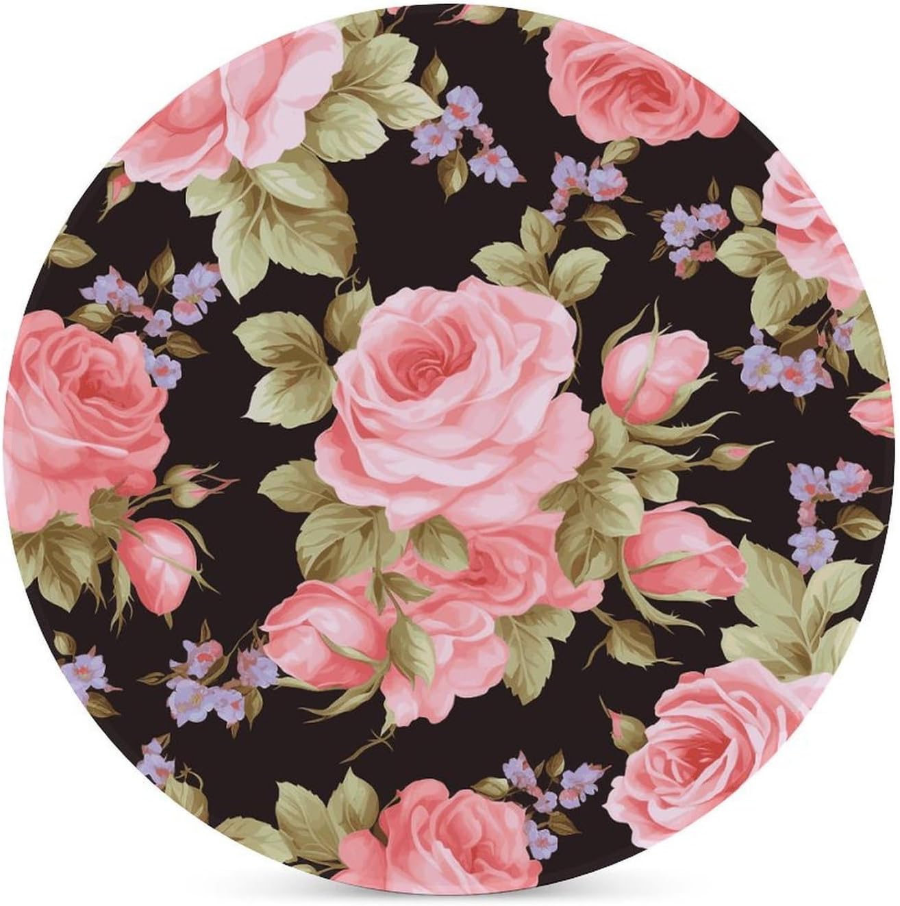 Pink Rose Coaster with Cork Base Drink Coasters for Coffee Table Decor Modern Cup Coasters with Non-Slip & Heat-Resistant Cute Ceramic Table Coaster for Home Dining