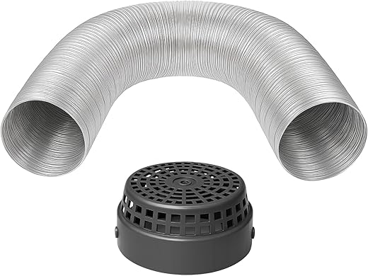 AMPEREUS Premium Aluminium Exhaust Duct Pipe with Cowl Cover for Chimney (Silver, 6 Feet, 6 Inch)