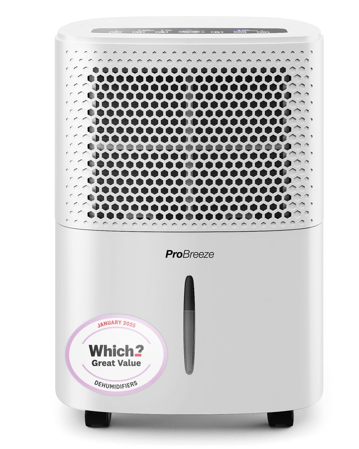Pro Breeze® 12L/Day Dehumidifier with Automatic Humidity Sensor & Display, 24-hour Timer, Laundry Drying, Continuous Drainage - WINNER OF THE WHICH? BEST BUY AWARD