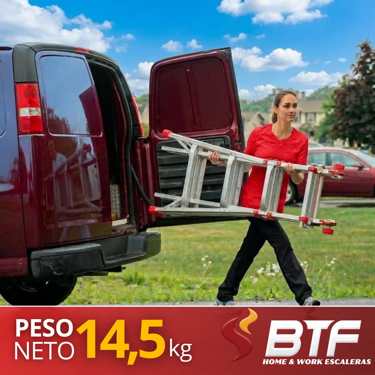Escalera Telescópica Plegable de Aluminio | Multifuncional en Tijera y Apoyo | Certificación EN131, Carga 150 kg. Ligera, Segura y Portátil para Uso Profesional (4x4PRO)